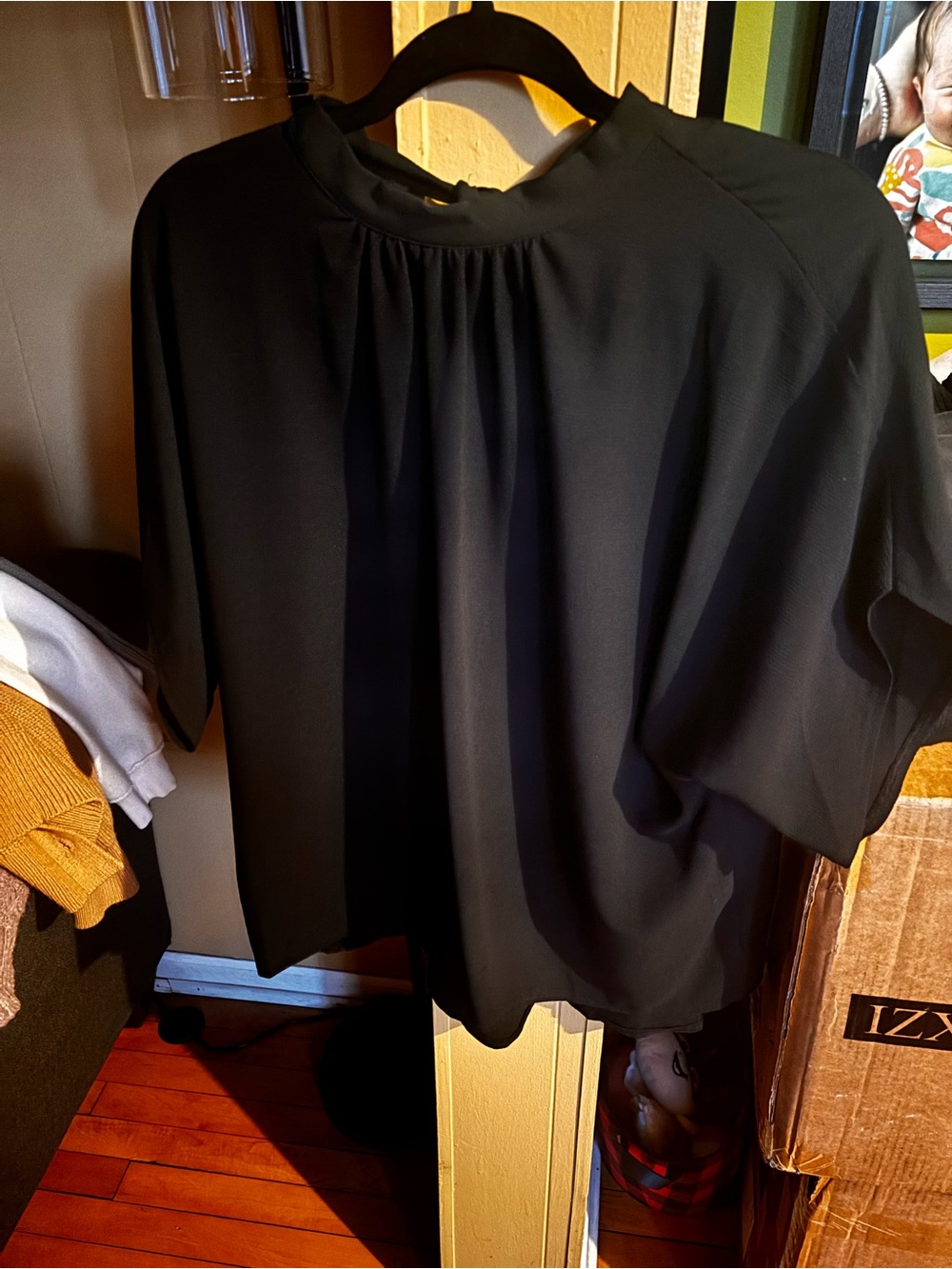 SHEIN Black Mock Neck Dolman Blouse